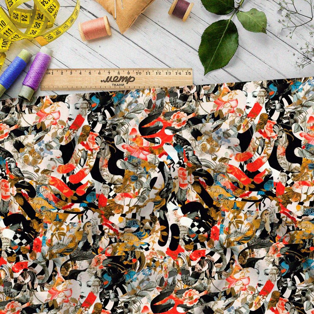 Ткань премиум флис эклектичные мозаики стилей