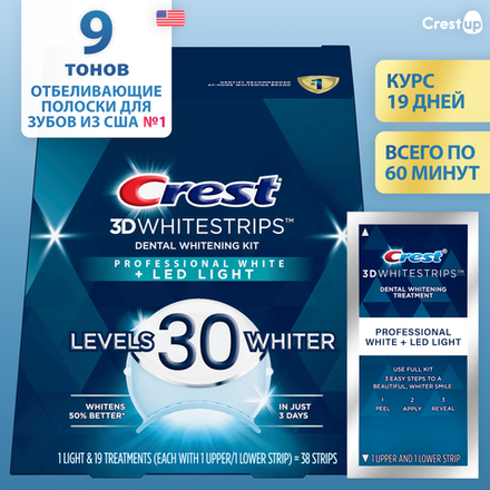 Курс 19 дней | Crest Whitestrips Professional White Light – Отбеливающие полоски для зубов