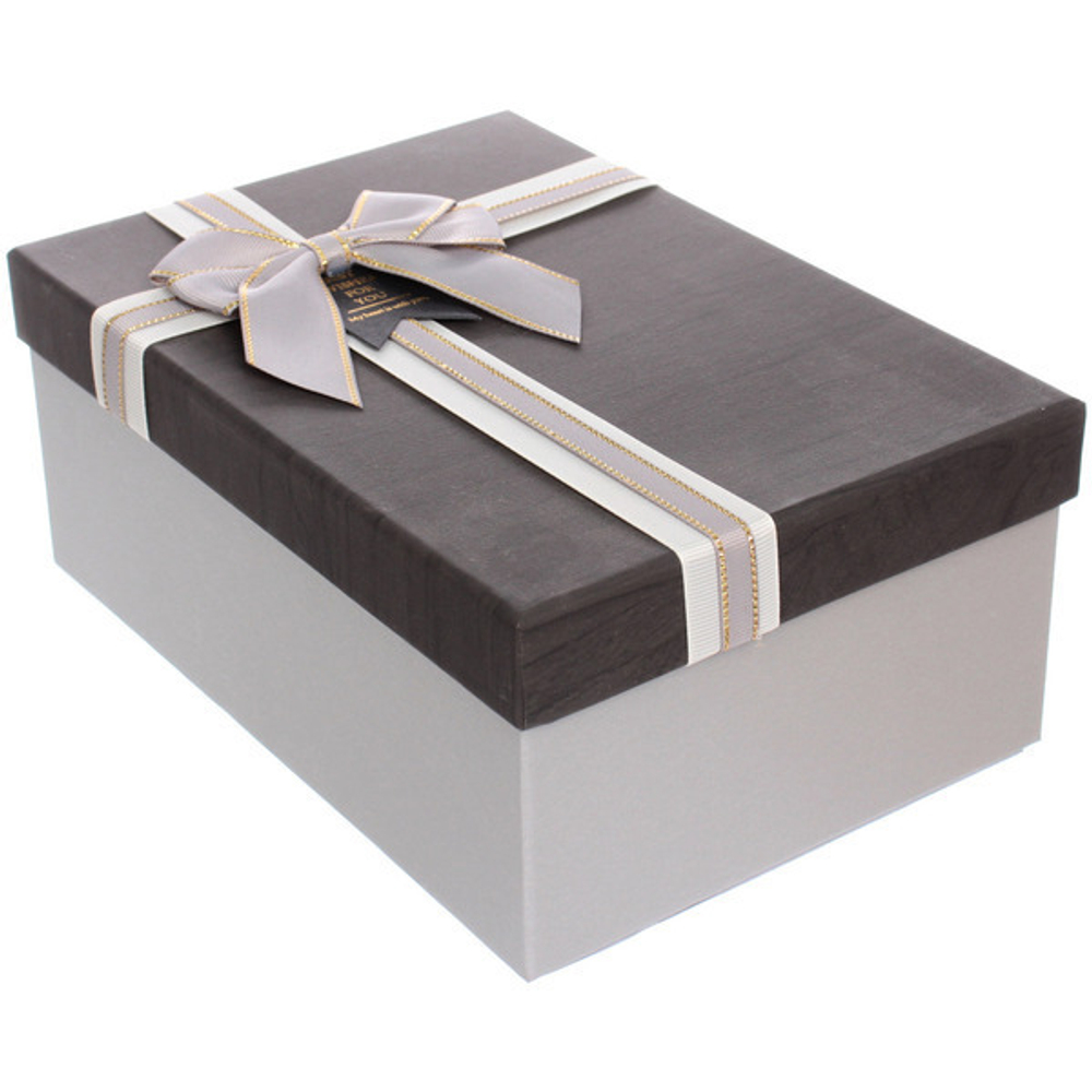 Коробка подарочная «Нежный бант» 23*16*9,5 см, графит