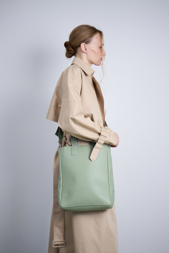 сумка мини-шоппер зел.птица на молнии