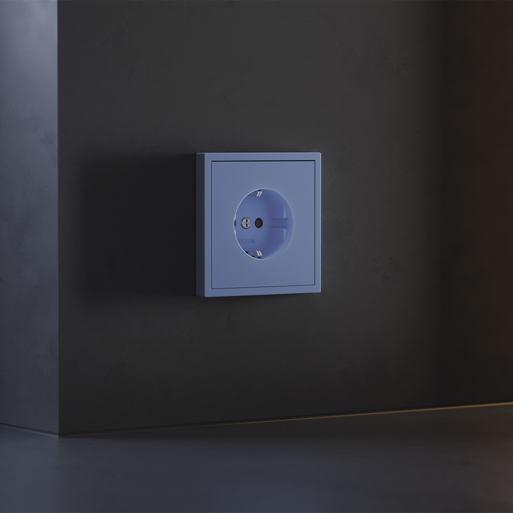 Накладка для розетки с заземлением и защитными шторками, S70 (деним)