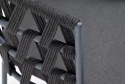 "Диего" стул плетеный из роупа, каркас из стали серый (RAL7022) муар, роуп темно-серый круглый, ткань темно-серая 027