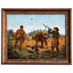 Соваж, А.С. Охота на куропаток. Хромолитография. Германия, 1890-е