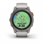 Смарт часы Garmin Fenix 7 Pro Sapphire Solar титановый серый с серо-оранжевым ремешком