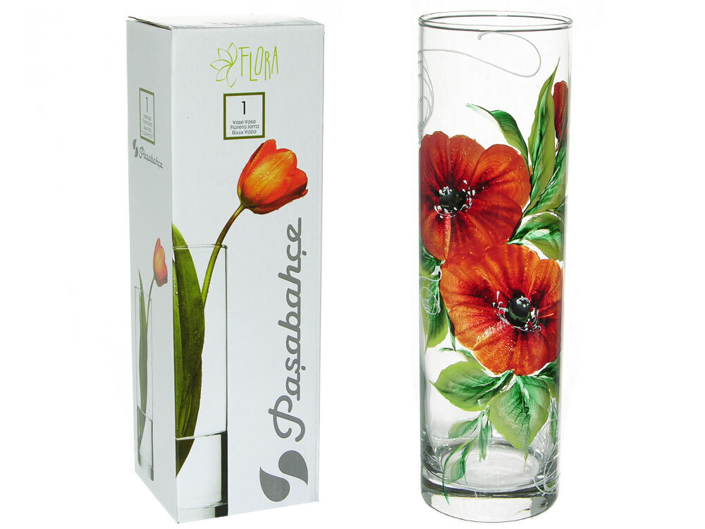 Ваза для цветов цилиндр Н26 D10 цветы роспись 130348