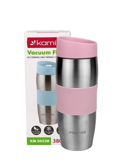 Термокружка 380 мл. из нержавеющей стали Kamille KM-2053R с TPR-вставкой