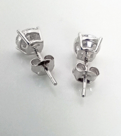 Серьги пусеты "Эстерелла", серебро 925, родированные, с фианитом/Ф