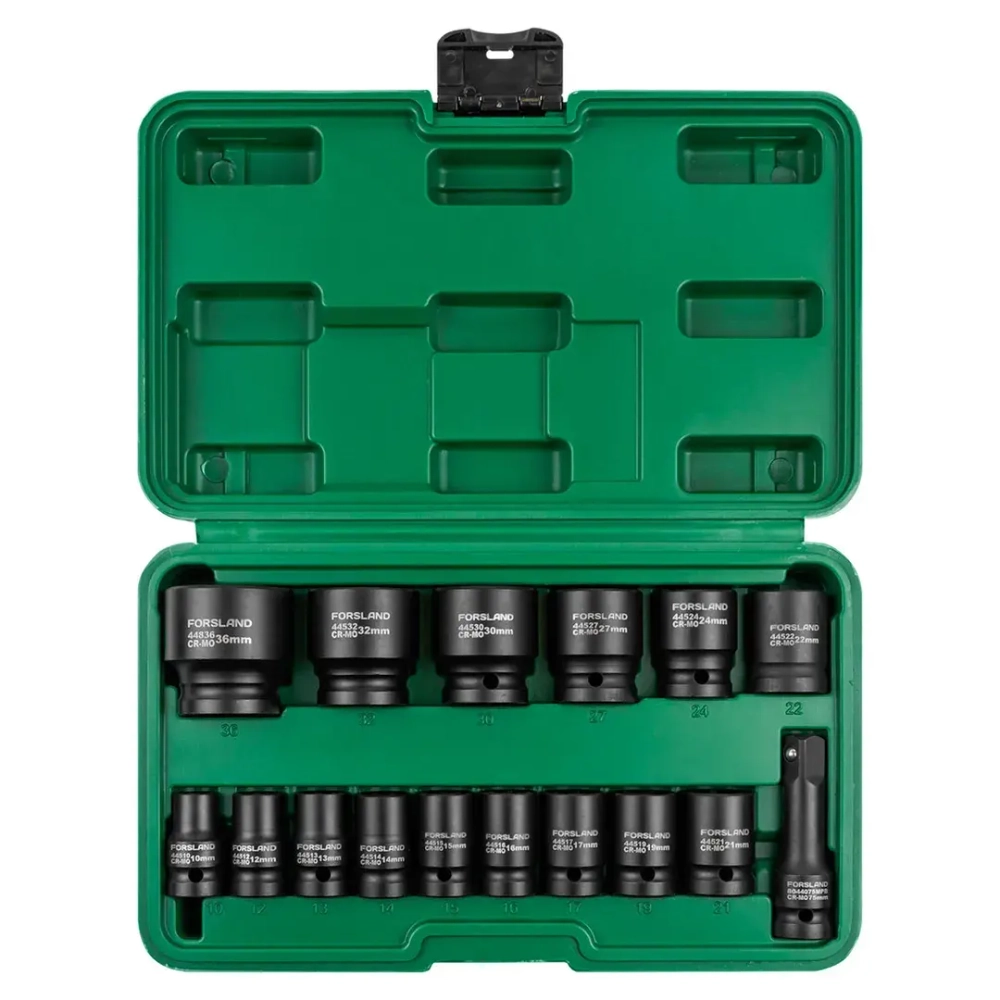 Набор головок ударных глубоких 16пр. 1/2"12pt Forsland-4177-5MPB