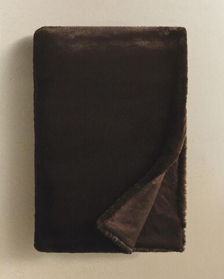 Zara Home - Меховой плед, коричневый, 140x190 см