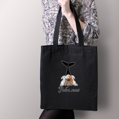 Тканевая сумка "Английский бульдог  - рыба моя"