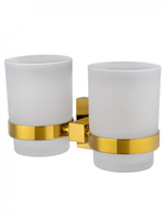 Два стакана для зубных щеток с держателем WONZON & WOGHAND POLO, Темное золото (WW-8928-DG)