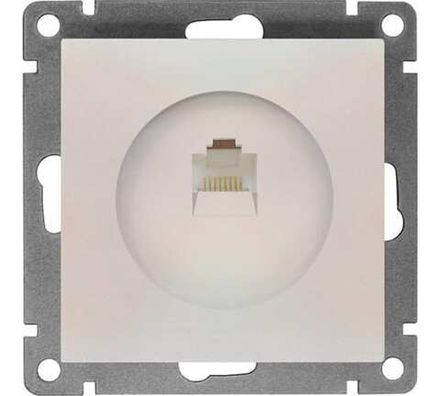 Розетка компьютерная одноместная "UNIVersal" серия "Афина", с/у, 1А, RJ45, жемчуг (еврослот) (HU2331