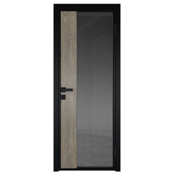 Межкомнатная дверь алюминиевая Profil Doors 7AG чёрная матовая RAL9005 остеклённая со вставкой