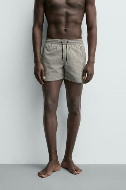 ZARA ПЛАВКИ ИЗ ЖАТОЙ ТКАНИ, ЧЕРНЫЙ