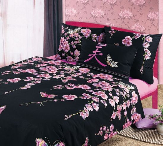 Двуспальный с европростынёй комплект постельного белья Сакура поплин