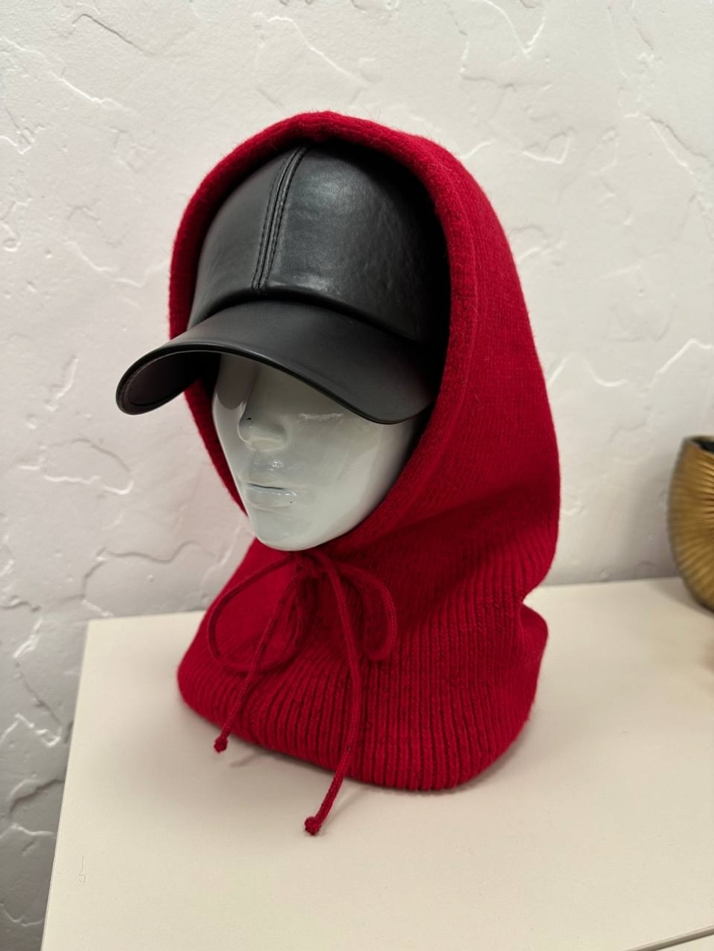 Капюшон вязаный КРАСНЫЙ