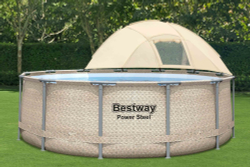 Каркасный бассейн Bestway 396х107 см + фильтр-насос 2006 л/ч, тент, лестница, навес от солнца (5614V BW)
