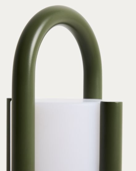 Портативная настольная лампа Leros из полиэтилена и стали зеленого цвета