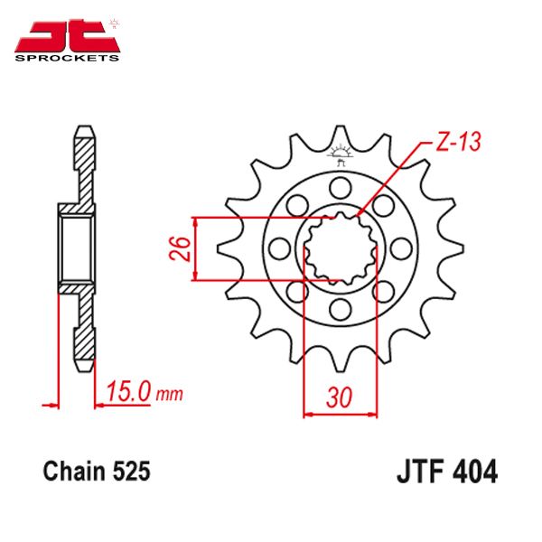 JT JTF404.17 звезда передняя (ведущая), 17 зубьев