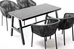 "Рио" обеденная группа на 4 персоны, стол HPL "серый гранит", цвет серый