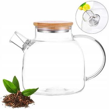 Стеклянный заварочный чайник 1500 мл. Kamille KM 9030M с бамбуковой крышкой