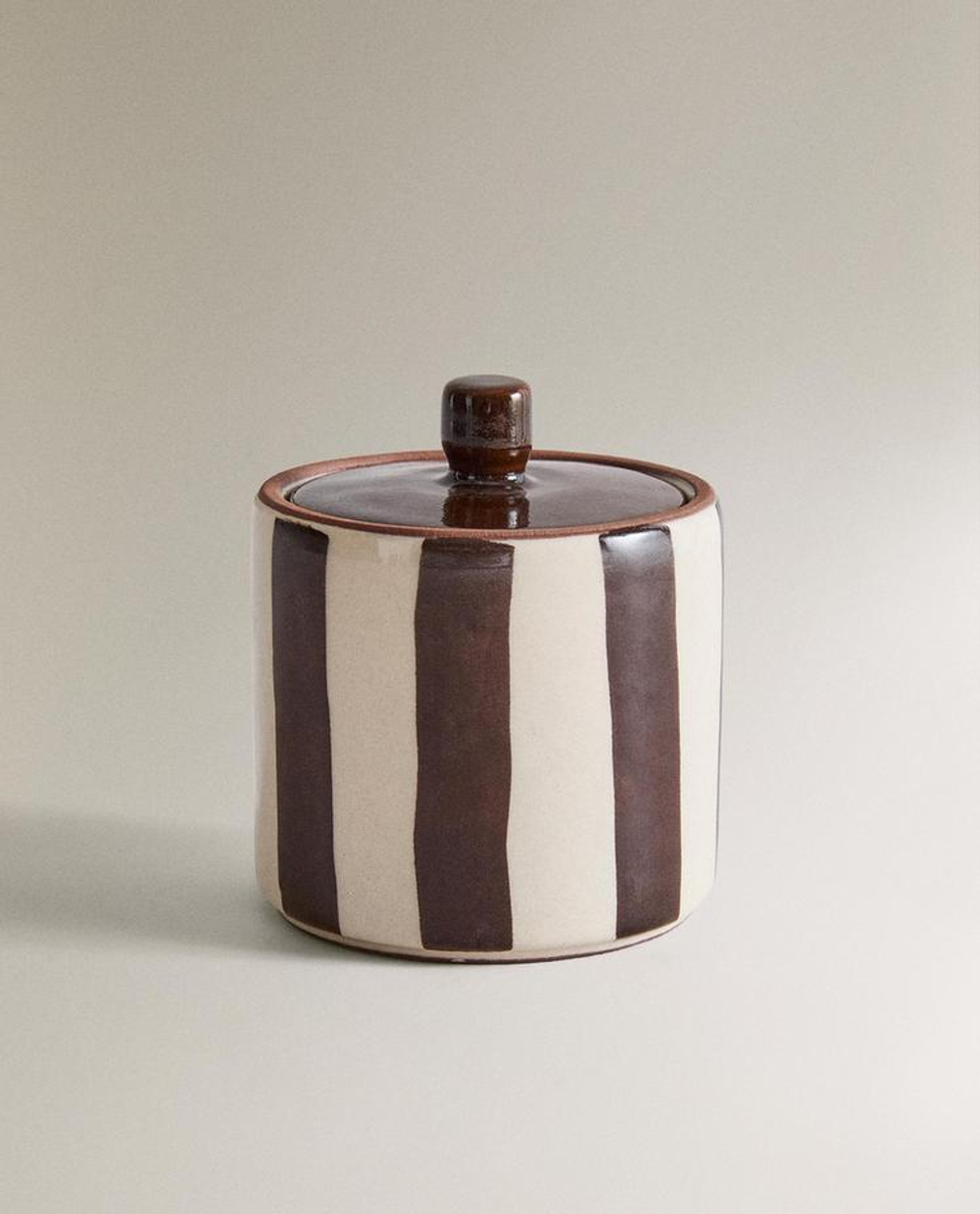 ZARA HOME БАНОЧКА ДЛЯ ВАННОЙ КОМНАТЫ В ПОЛОСКУ, КОРИЧНЕВЫЙ