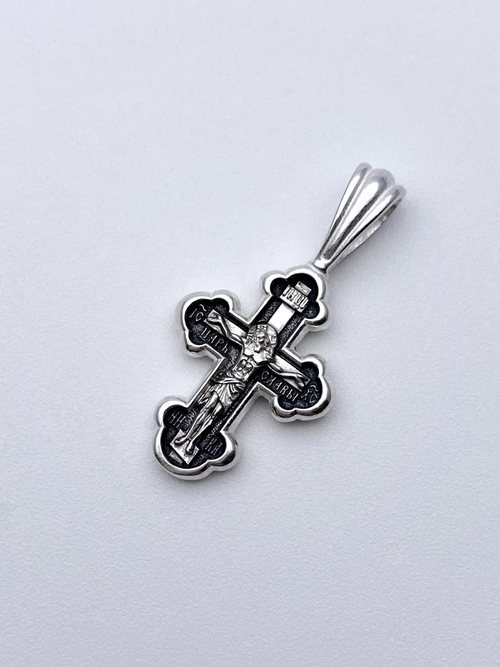Крест из серебра/Частичное чернение/С подвижным ухом/Покров ПБ