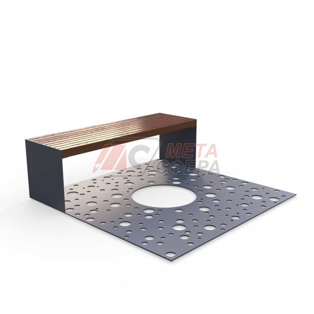 Приствольная решётка квадрат со скамейкой