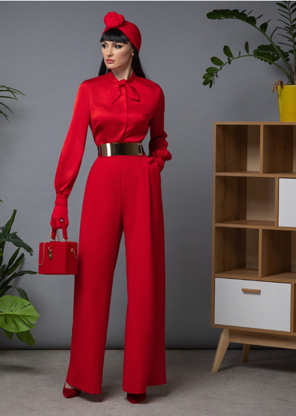 Брюки со складками красные 03-02-23 FW