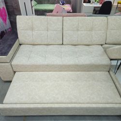 Диван-кровать "Консул" с оттоманкой ПБ, (Nappa-01/накладки Бетон