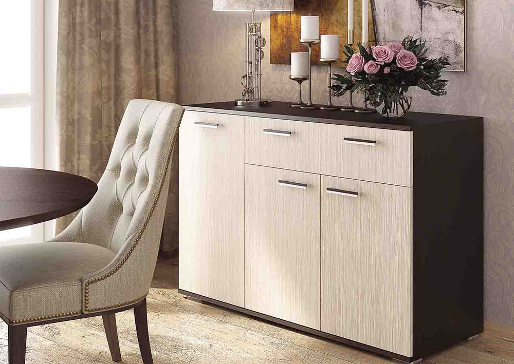 К-4 Комод 1 ящик и 3 створки Венге / Дуб белфорт