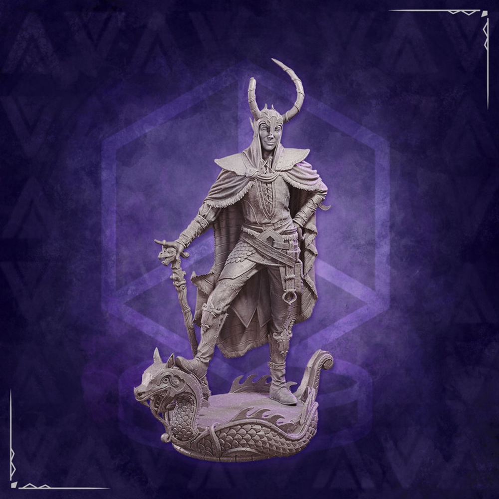 Тифлинг воин, Локи Бог лжи, файтер миниатюра для dnd, днд, pathfinder, фентези, Настольная игра, НРИ, Варгейм, РПГ