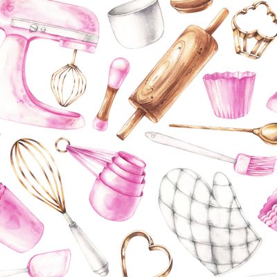 Пекарские инструменты розовые паттерн