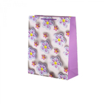 Пакет подарочный бумажный Alingar, (М) 18х23х10 см, вертикальный, "Нежные цветочки", мат. ламинация, тиснение голография, эфффект 3D, ассорти