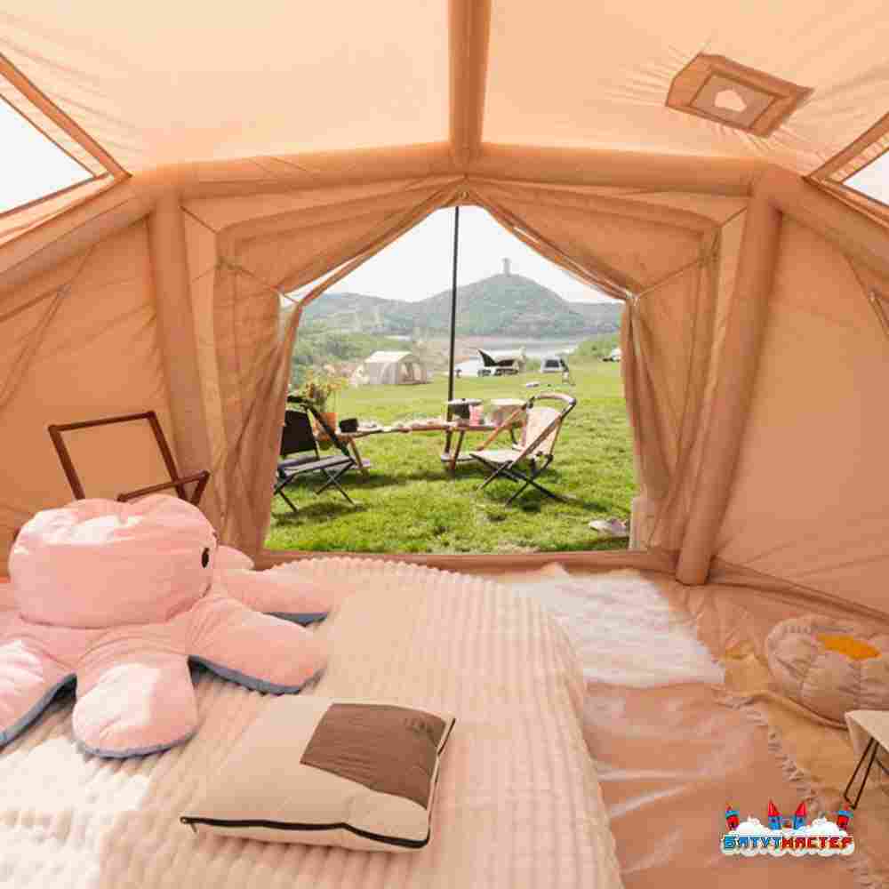 Пневмокаркасная палатка «Летний Уют» 3,8×3,8×2,5 м — семейная, кемпинговая из ПВХ