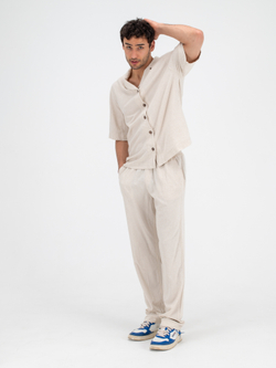 Костюм льняной с брюками. Песок