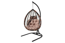 Кресло подвесное Шарм арт.D159-МТ003 (стойка+основание черн, корз.корич-белое, подуш.беж. 3уп. (В))