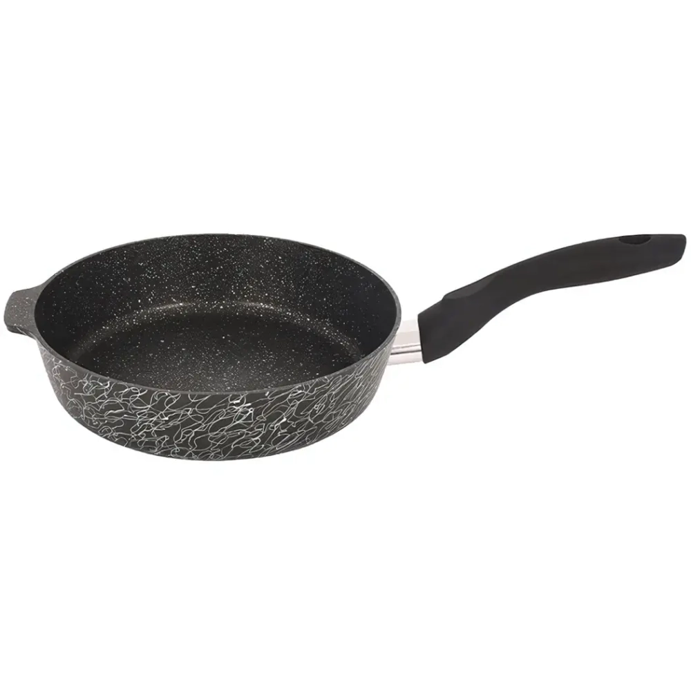 Сковорода глубокая 220мм с ручкой,АП линия «Грация» (черный/серебро)