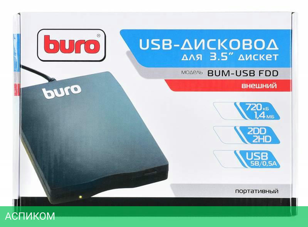 Дисковод Buro BUM-USB FDD черный