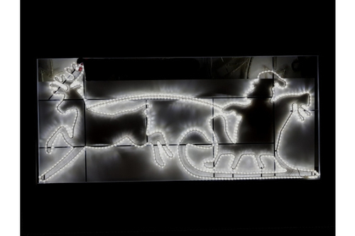 FLESI-LED-FL-003-220V-W мотив санты на санях, производство РФ, 250Х112см.