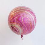 Шар 3D сфера, фольга, 15"/38 см, мрамор розовый (AN) (БГ-19)