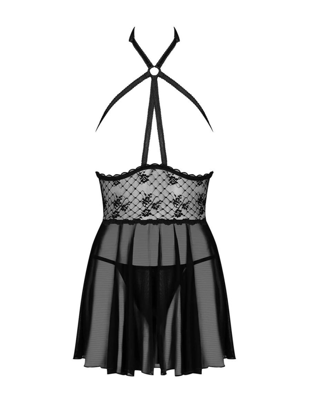 Соблазнительная кружевная сорочка Nettsy с открытым декольте (Размер: L-XL) (Цвет: черный)