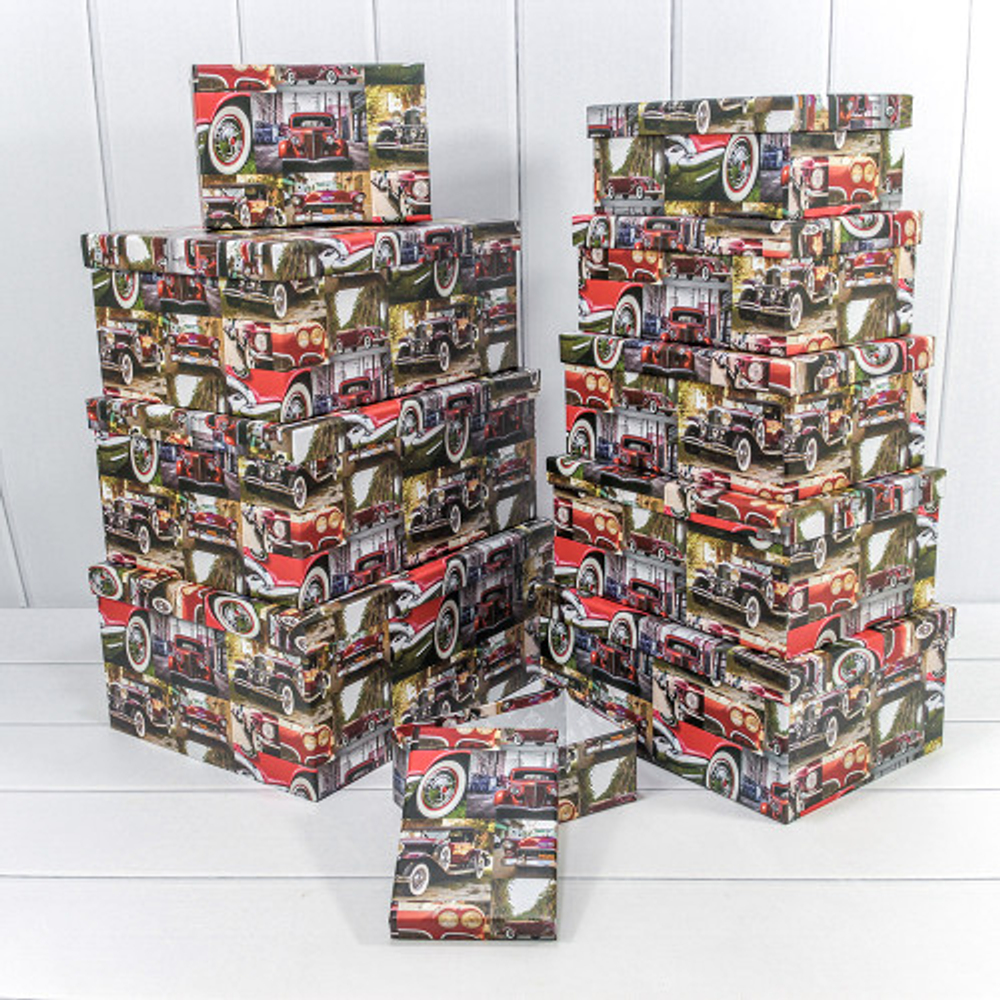 Коробка 34х26х15.3 см Набор 10 шт "Автомобили ретро" (Микс)