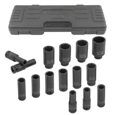 Набор головок ударных глубоких 15пр.,1/2''6гр.(10,12-17,19,21,22,24,27,30,32мм,36мм-12гр), в пластиковом кейсе RockForce##Rock FORCE RF-4166D-5MPB
