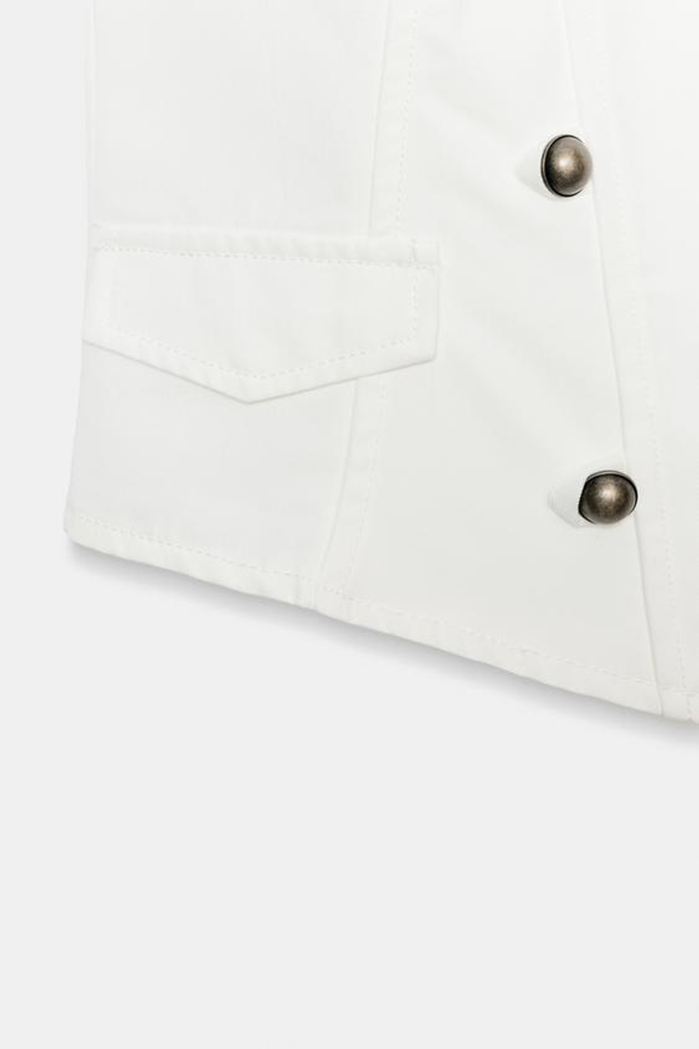 ZARA ТОП С ПУГОВИЦАМИ И МОЛНИЕЙ, ЖЕЛТОВАТО-БЕЛЫЙ
