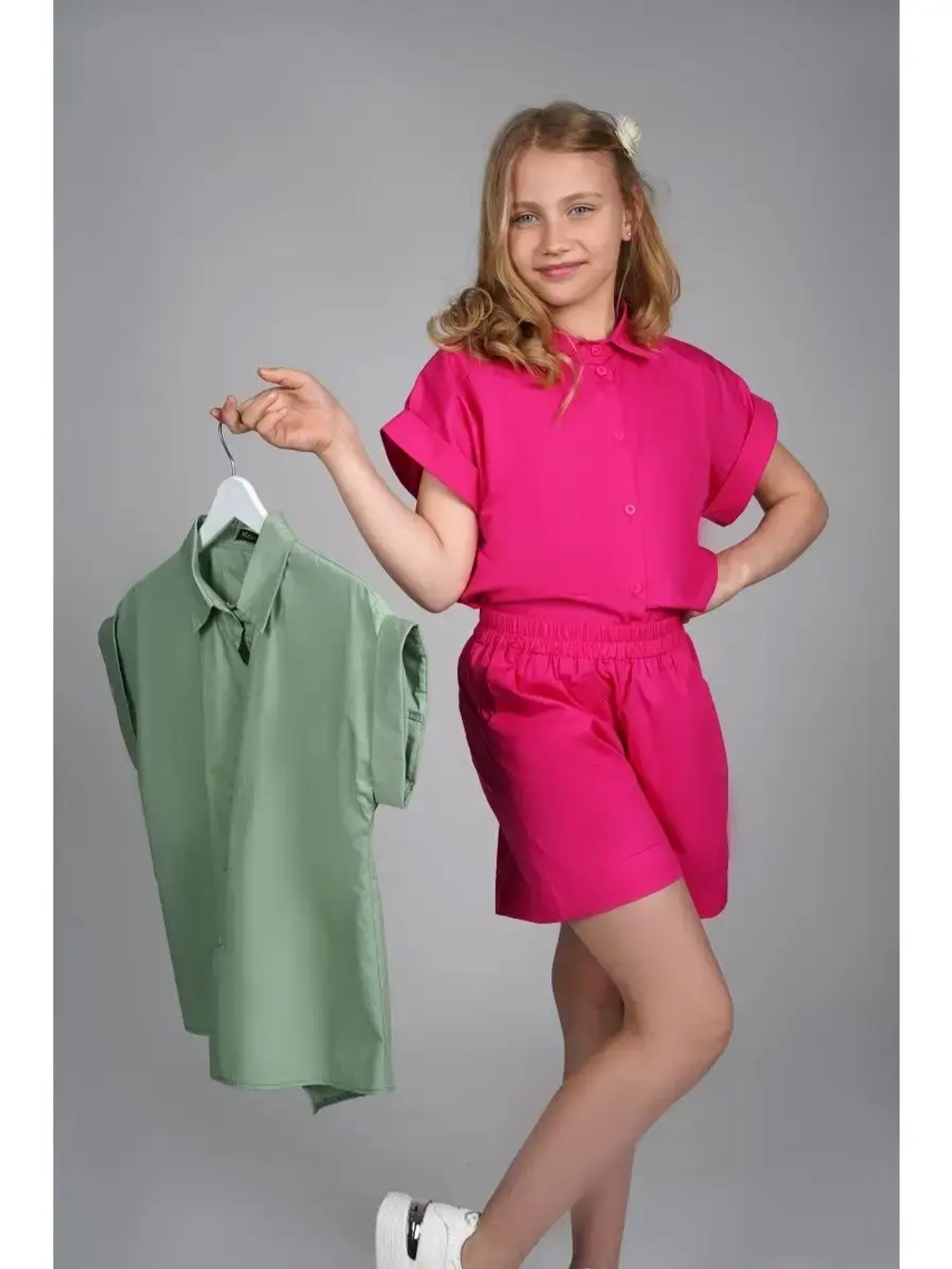 Костюм для девочки летний шорты рубашка