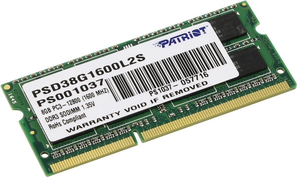 Patriot <PSD38G1600L2S> DDR3 SODIMM  8Gb <PC3-12800> CL11  (for  NoteBook)