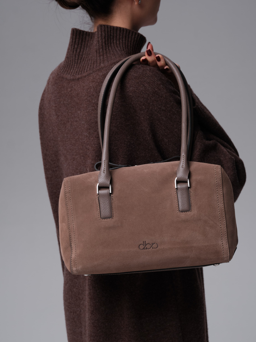 Замшевая сумка DBR 31333 серо-коричневый велюр