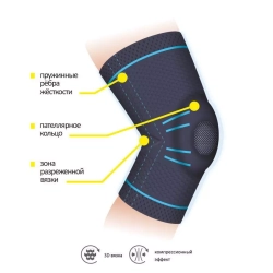 Бандаж на коленный сустав неразъемный с пружинными вставками КС-607