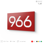 Номер на дверь 966, табличка на дверь для офиса, квартиры, кабинета, аудитории, склада, красная 120х70 мм, Айдентика Технолоджи